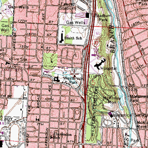 Topographic Map of Westbrook Park, OH