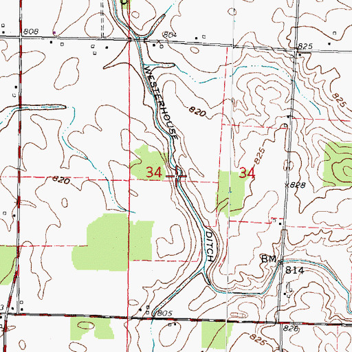 Topographic Map of Westerhouse Ditch, OH