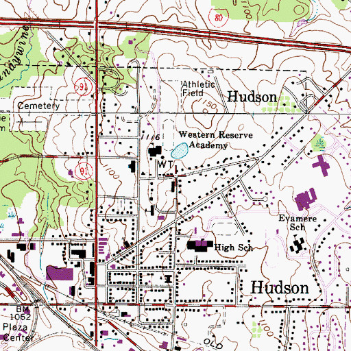 Topographic Map of Western Reserve Academy, OH