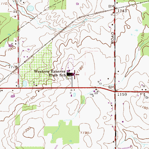 Topographic Map of Western Reserve High School, OH
