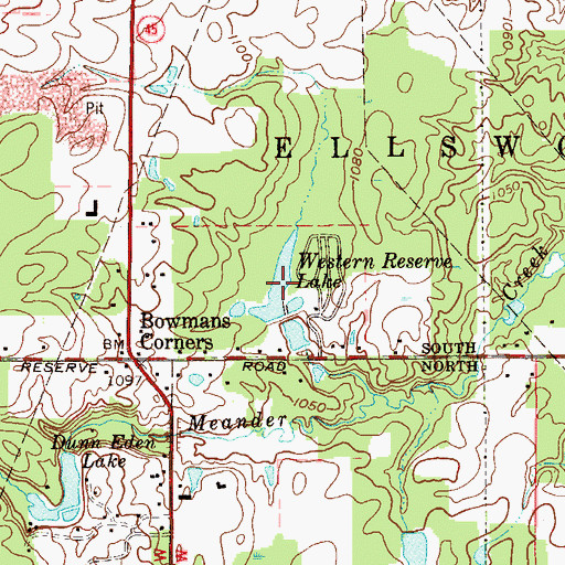 Topographic Map of Western Reserve Lake, OH