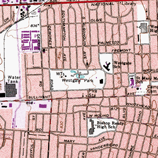 Topographic Map of Westgate Park, OH