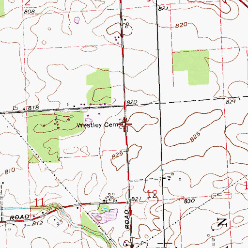 Topographic Map of Westley Cemetery, OH