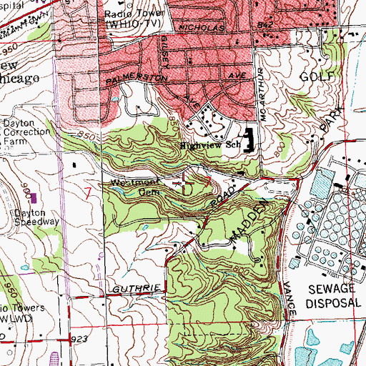 Topographic Map of Westmont Cemetery, OH