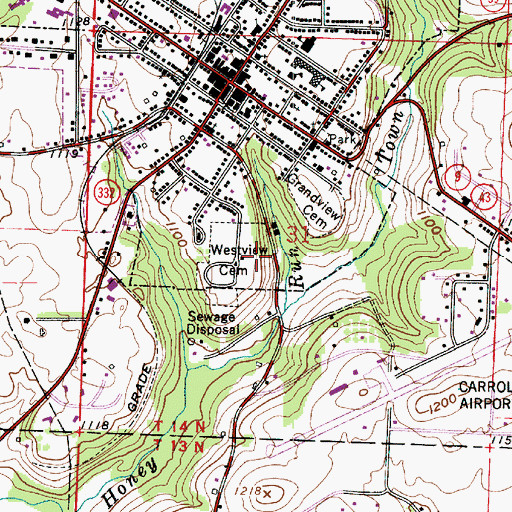 Topographic Map of Westview Cemetery, OH