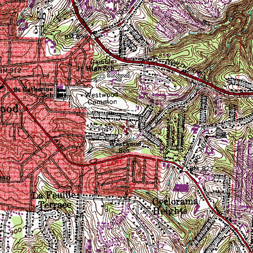 Topographic Map of Westwood School, OH