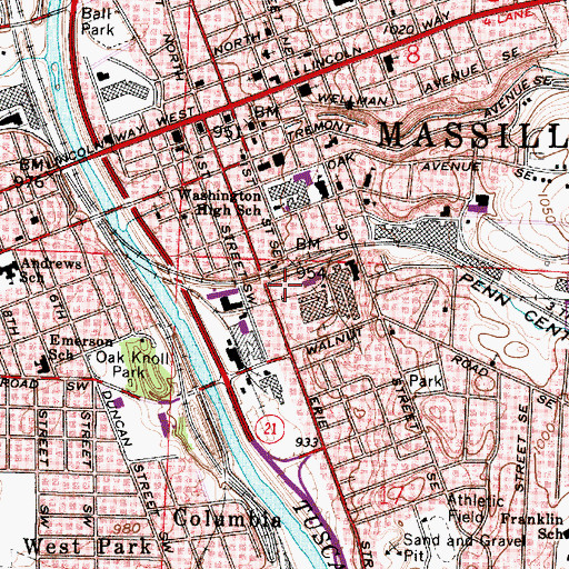 Topographic Map of Wetmore Creek, OH