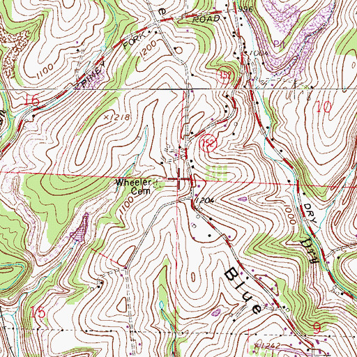 Topographic Map of Wheeler Cemetery, OH