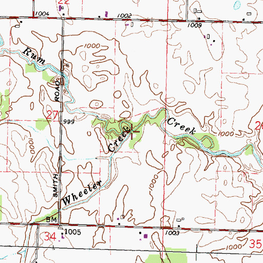 Topographic Map of Wheeler Creek, OH