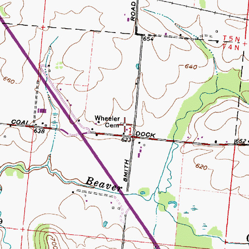 Topographic Map of Wheeler Cemetery, OH
