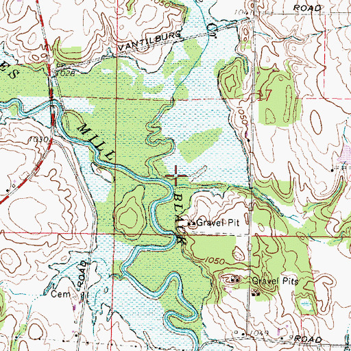 Topographic Map of Whetstone Creek, OH