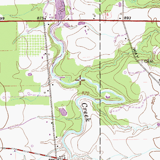 Topographic Map of Whetstone Creek, OH