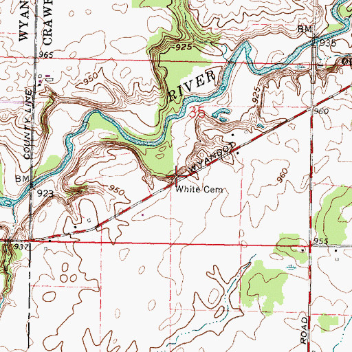 Topographic Map of White Cemetery, OH