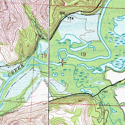 Topographic Map of White Eyes Creek, OH
