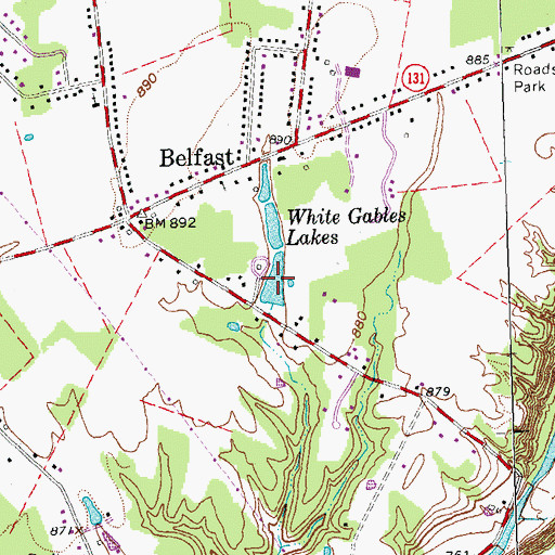 Topographic Map of White Gables Lakes, OH