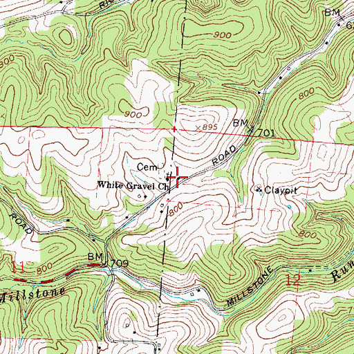 Topographic Map of White Gravel Church, OH