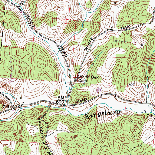 Topographic Map of White Oak Cemetery, OH