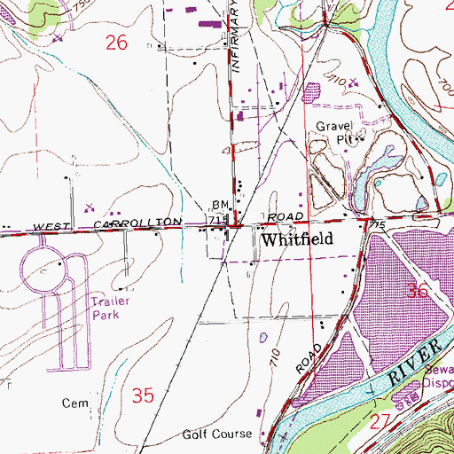 Topographic Map of Whitfield, OH