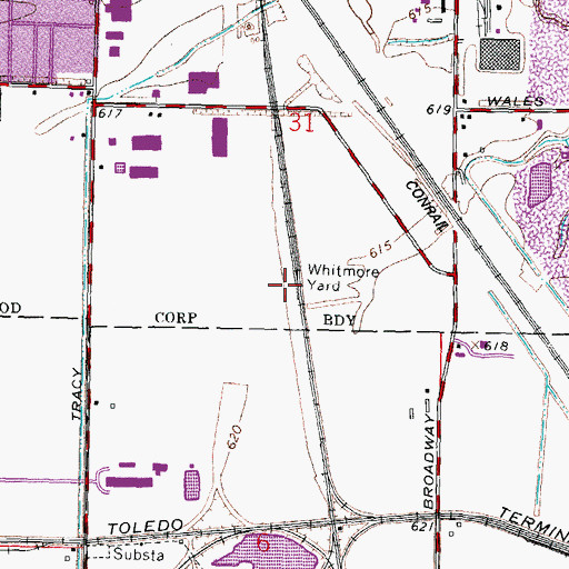 Topographic Map of Whitmore Yard, OH