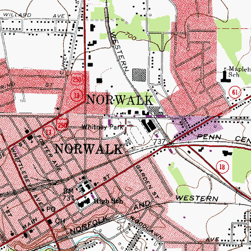 Topographic Map of Whitney Park, OH