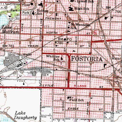 Topographic Map of Whittier School, OH