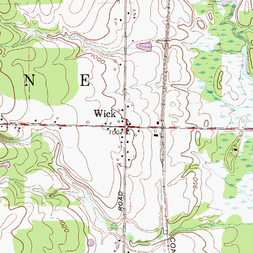 Topographic Map of Wick, OH