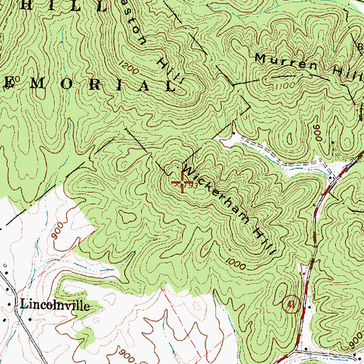 Topographic Map of Wickerham Hill, OH