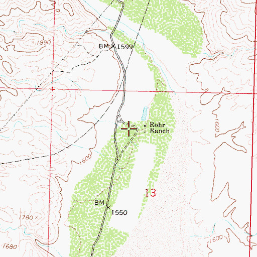 Topographic Map of Rohr Ranch, AZ