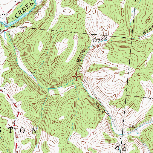 Topographic Map of Wild Duck Branch, OH