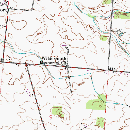 Topographic Map of Wildermuth Memorial Church, OH
