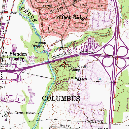 Topographic Map of Wildwood Center Camp, OH
