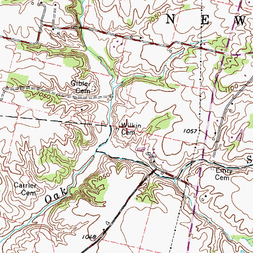 Topographic Map of Wilkin Cemetery, OH