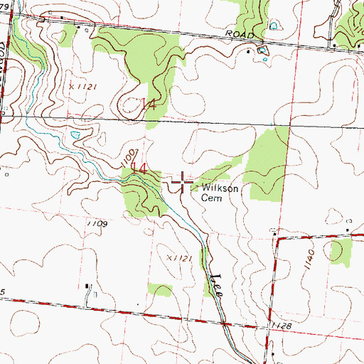 Topographic Map of Wilkson Cemetery, OH