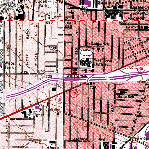 Topographic Map of Willard Elementary School (historical), OH
