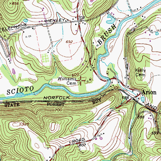Topographic Map of Williams Cemetery, OH