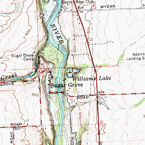 Topographic Map of Williams Lake, OH