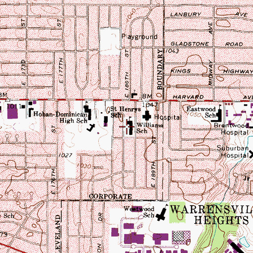 Topographic Map of Williams School, OH