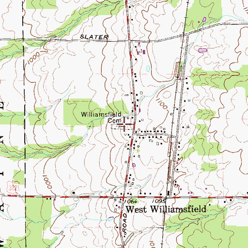 Topographic Map of Williamsfield Cemetery, OH