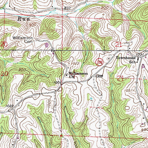 Topographic Map of Williamson Church, OH