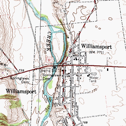 Topographic Map of Williamsport, OH