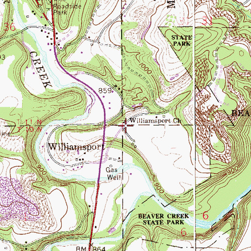 Topographic Map of Williamsport Church, OH