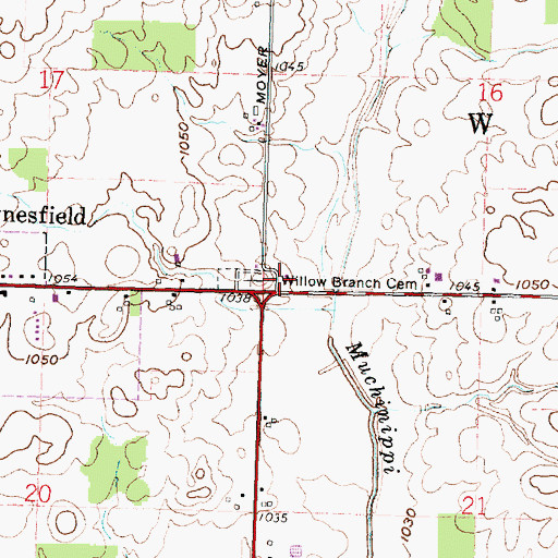 Topographic Map of Willow Branch Cemetery, OH