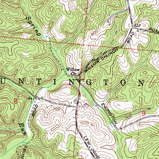 Topographic Map of Willow Church, OH