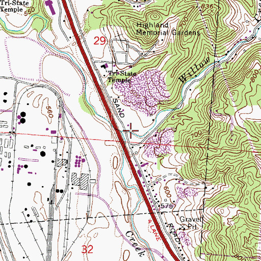 Topographic Map of Willow Creek, OH