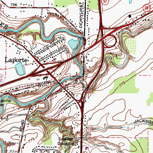 Topographic Map of Willow Creek, OH