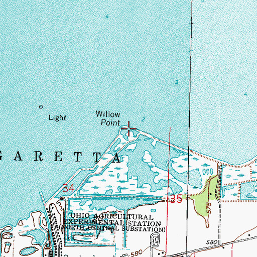 Topographic Map of Willow Point, OH