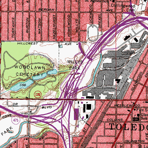 Topographic Map of Willys Park, OH