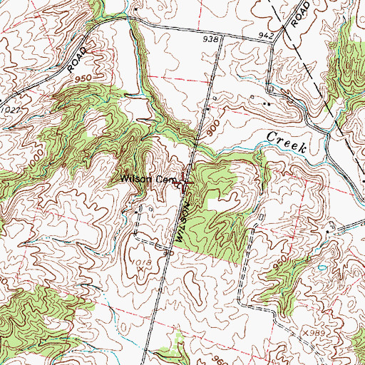 Topographic Map of Wilson Cemetery, OH