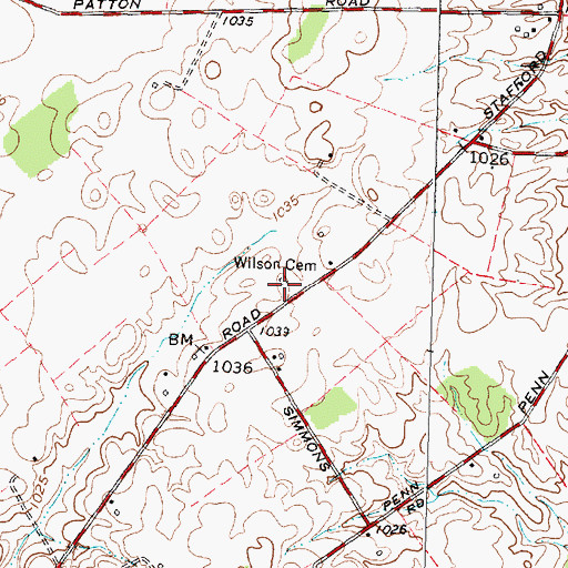 Topographic Map of Wilson Cemetery, OH