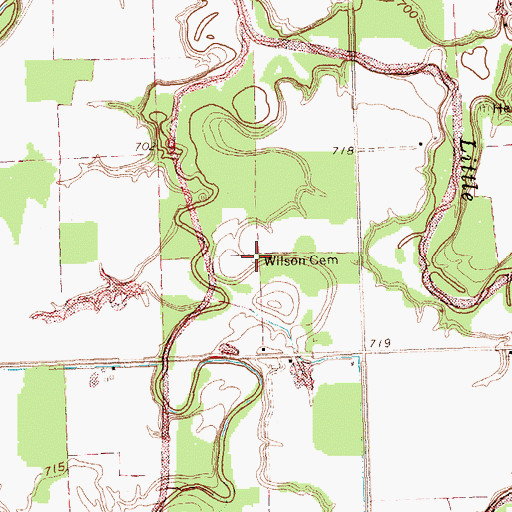 Topographic Map of Wilson Cemetery, OH